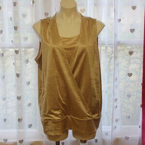 #559A Chico's Gold Cross-Front Dress Tank Size 3 (16)